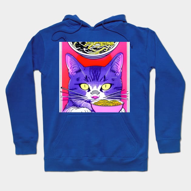 Cat Eating Ramen Noodle Soup Hoodie by Megaluxe 